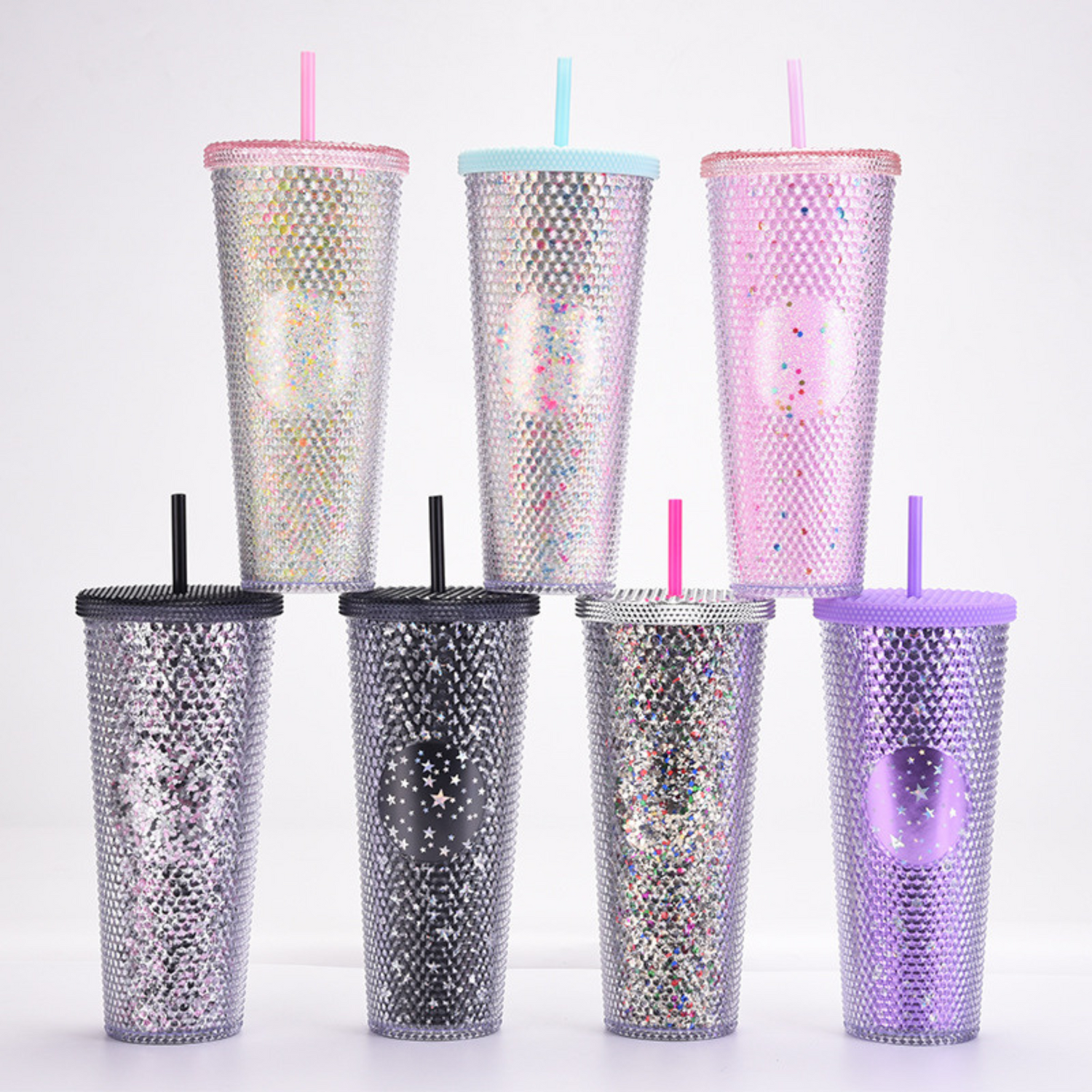 24oz Double Wall Textured Tumbler with Straw