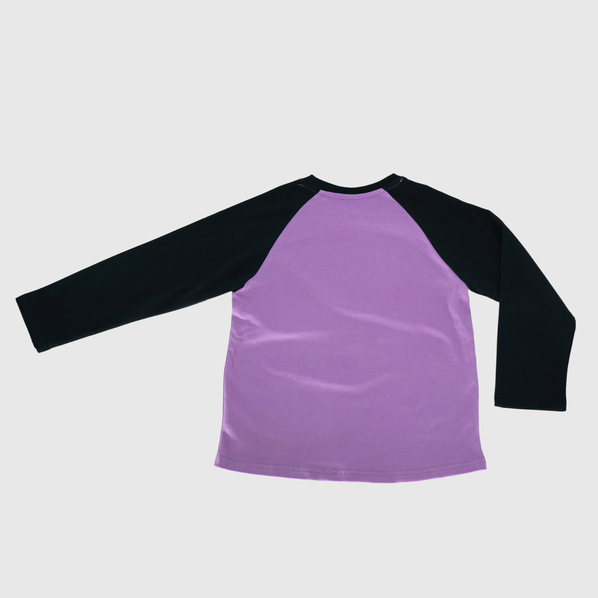 girls and boys cotton color block long sleeve tee purple flatlay back