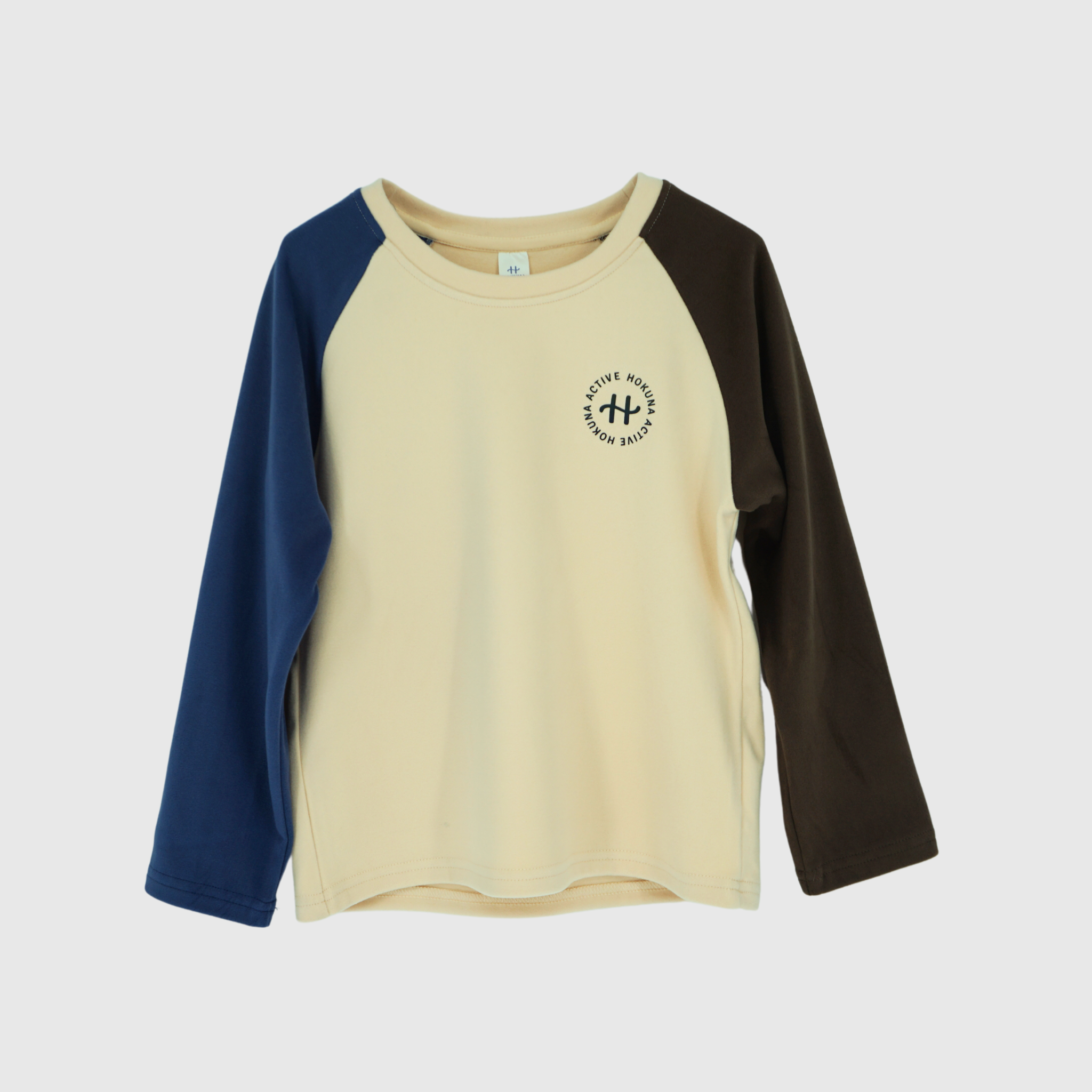 girls and boys color block soft fleece long sleeve tee flatlay front