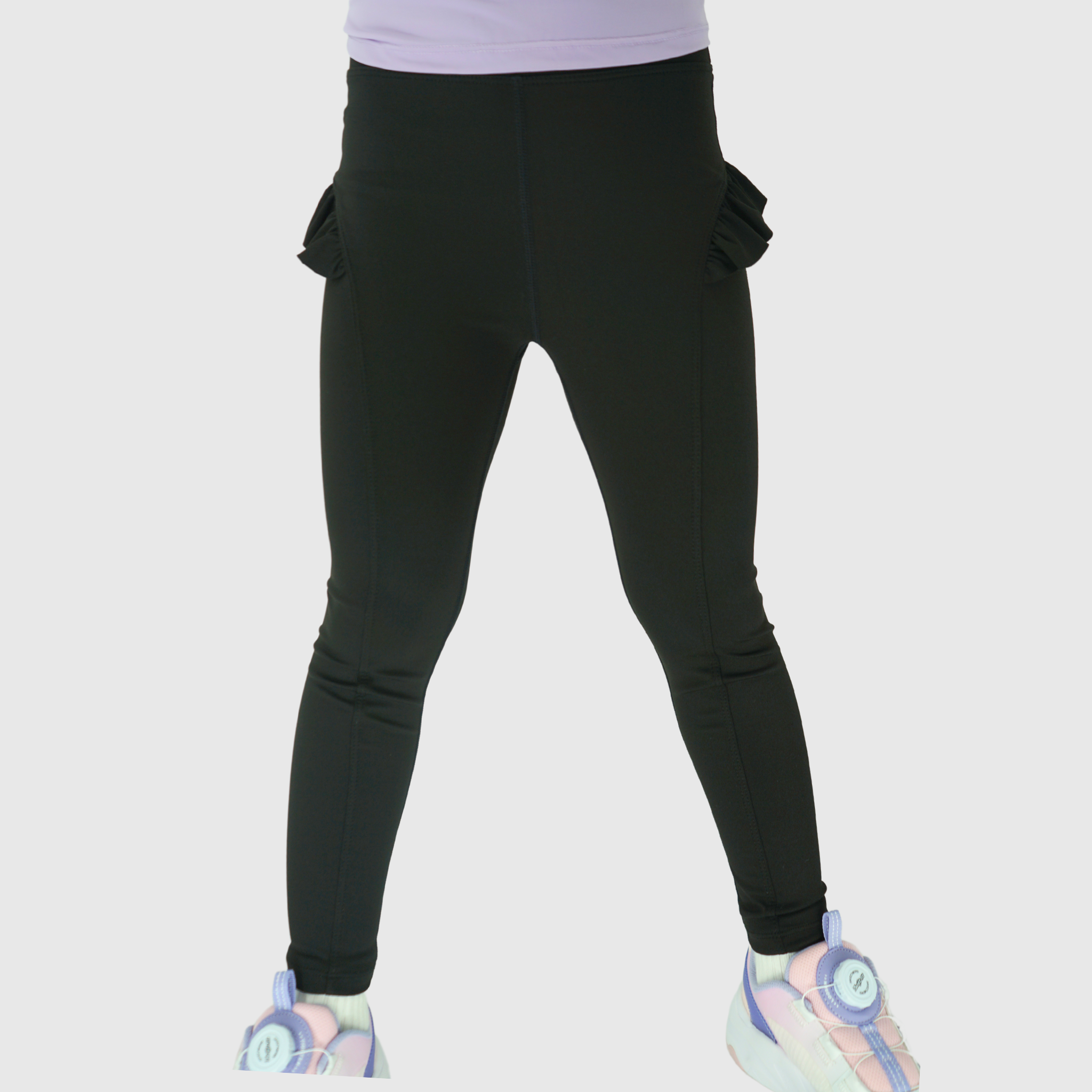 Gili girls leggings with ruffle black front