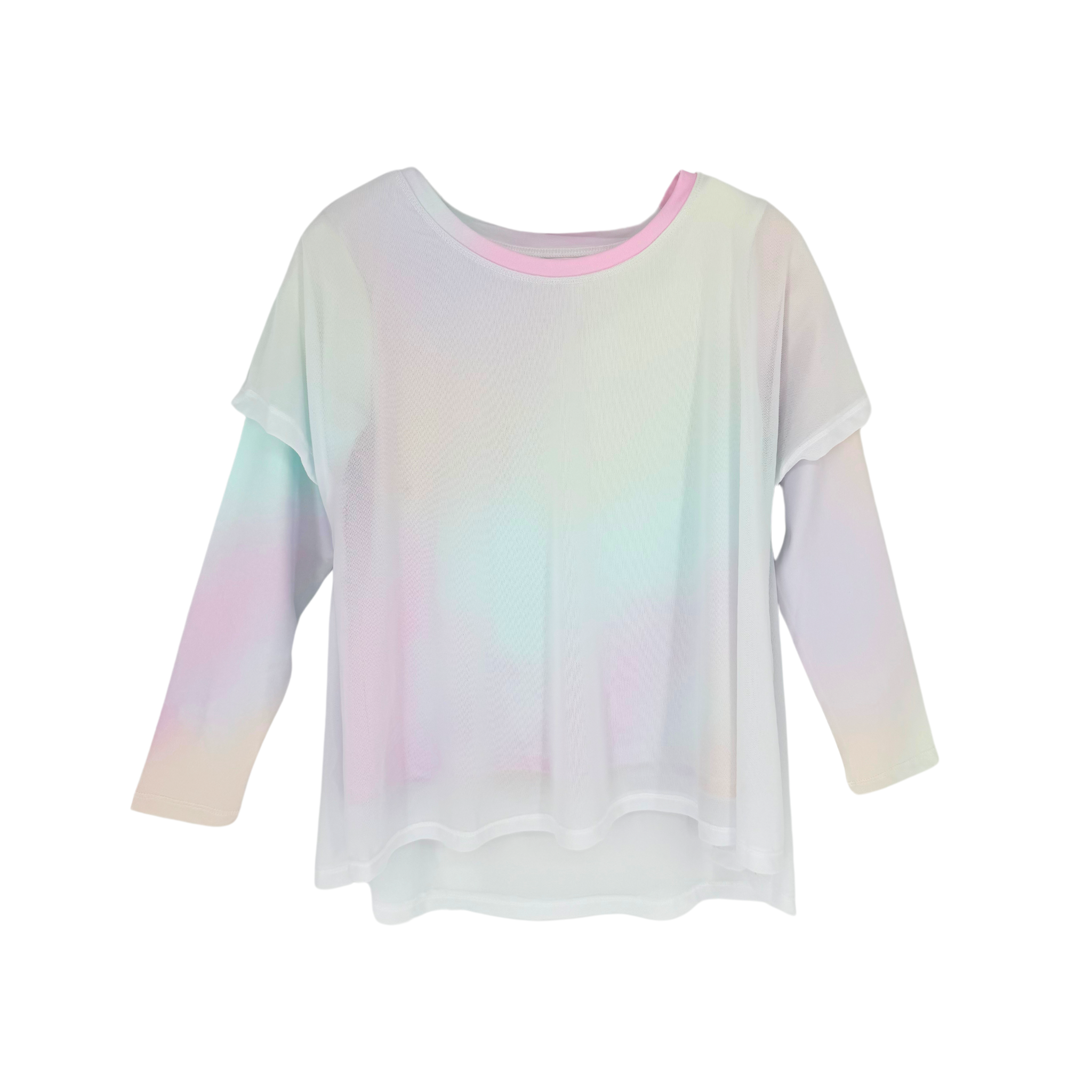 girls layered long sleeve tee cotton candy flatlay front