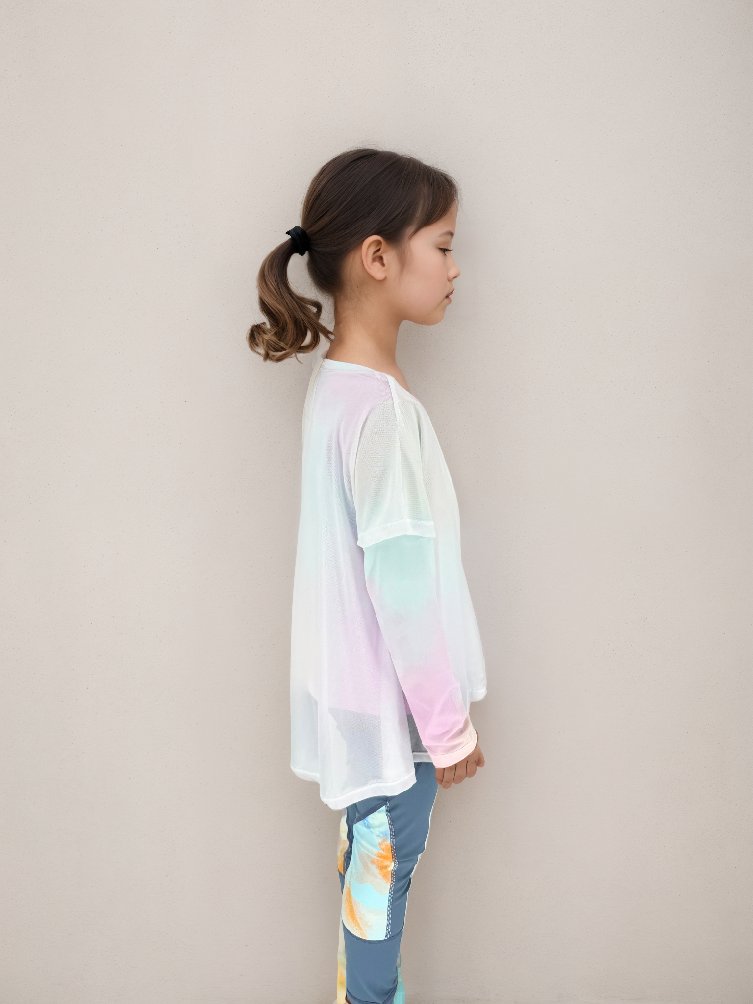 girls layered long sleeve tee cotton candy model side