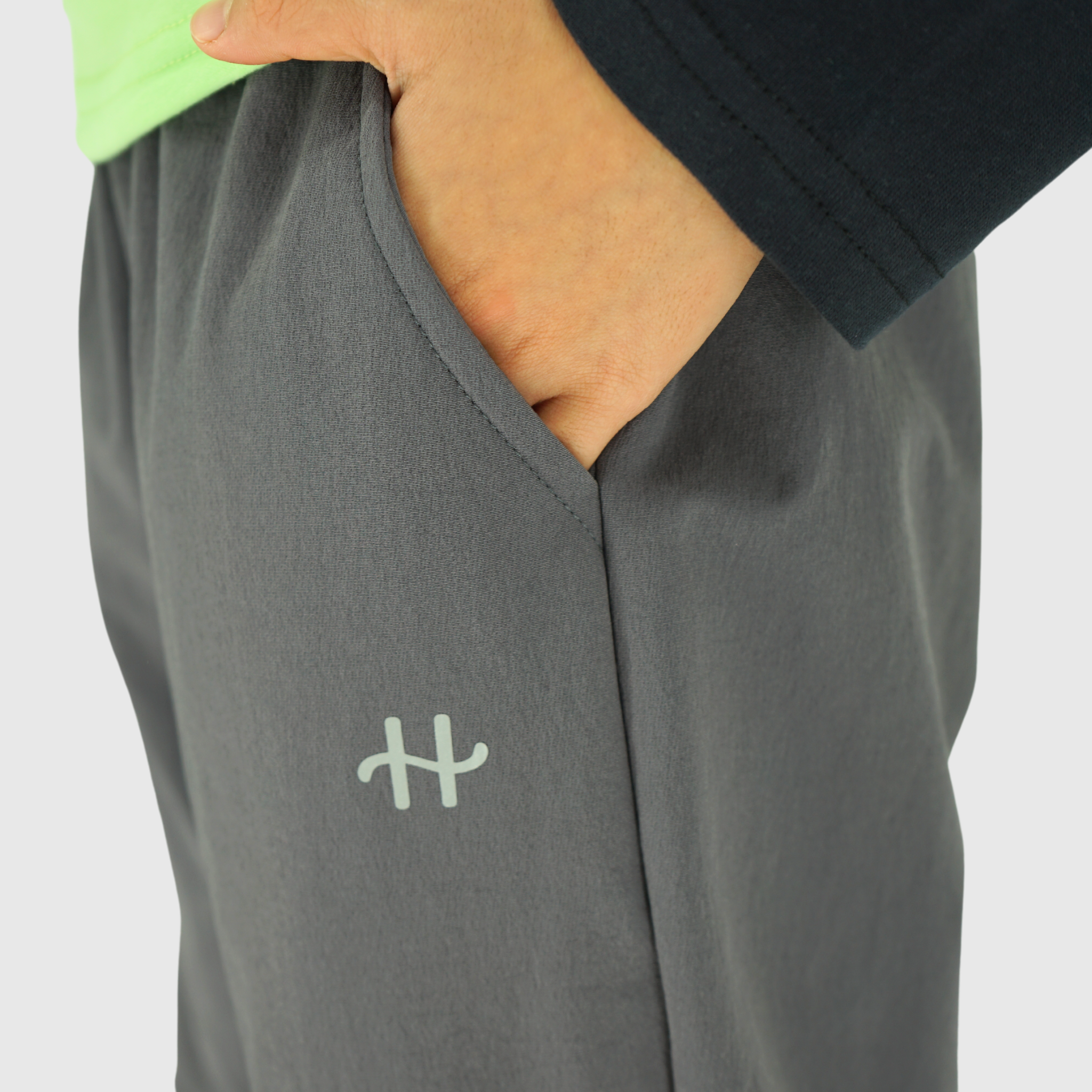 boys and girls outdoor soft shell pants gray logo details