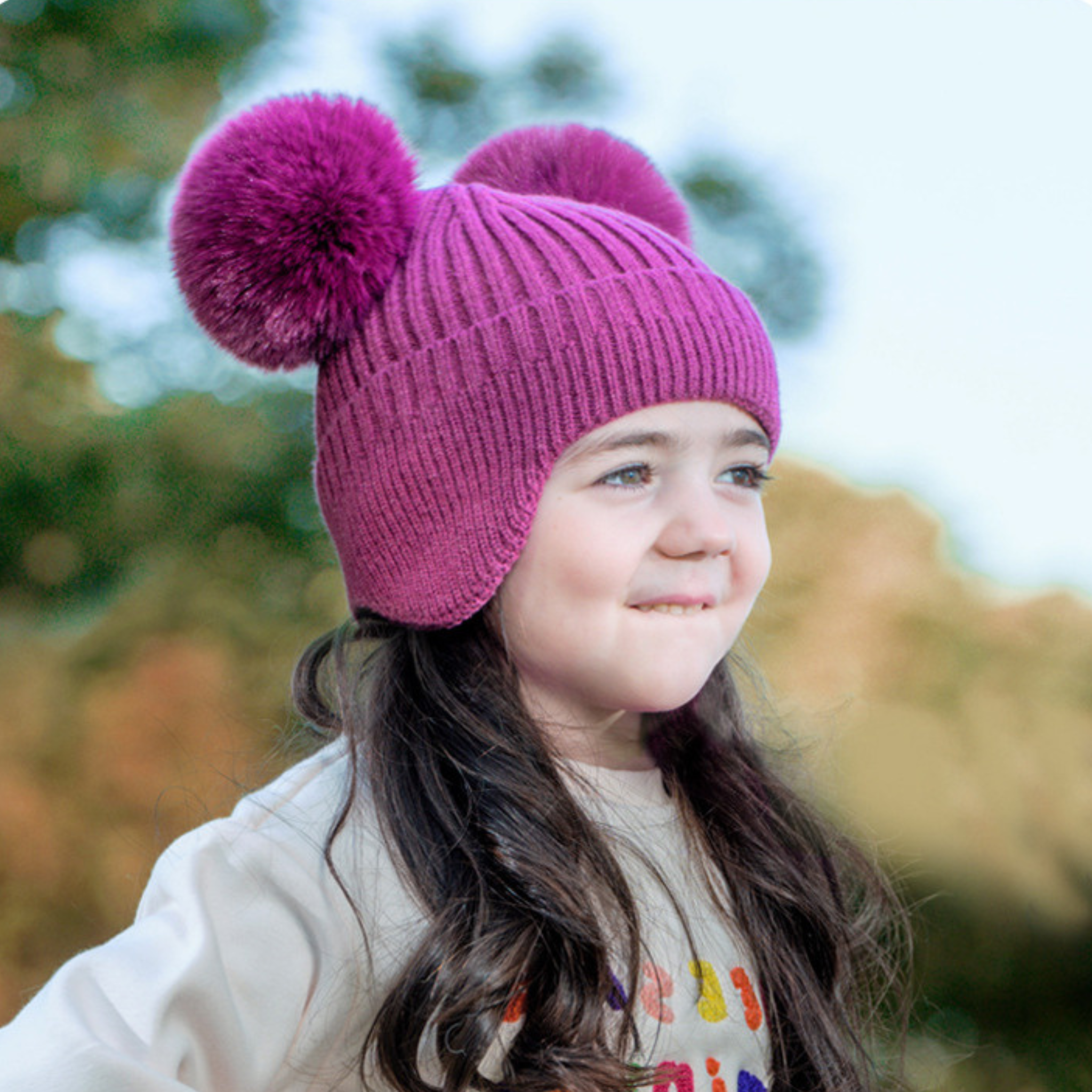 Maple Pom Pom Cable Knit Hat