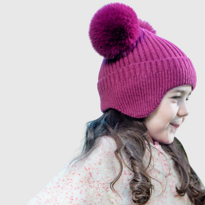 Maple Pom Pom Cable Knit Hat