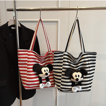 Mickey Striped Canvas Tote Bag