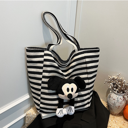 Mickey Striped Canvas Tote Bag