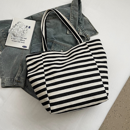 Mickey Striped Canvas Tote Bag