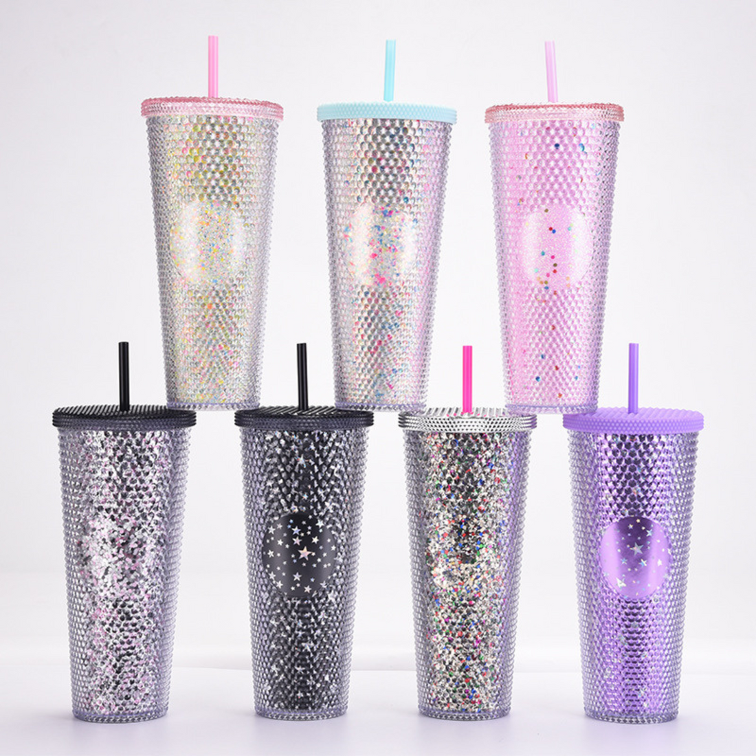 24oz Double Wall Textured Tumbler with Straw