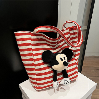 Mickey Striped Canvas Tote Bag