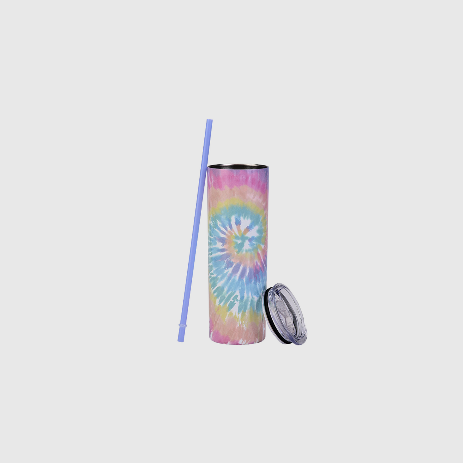 22oz Tie Dye Skinny Insulated Tumbler with Straw and Lid