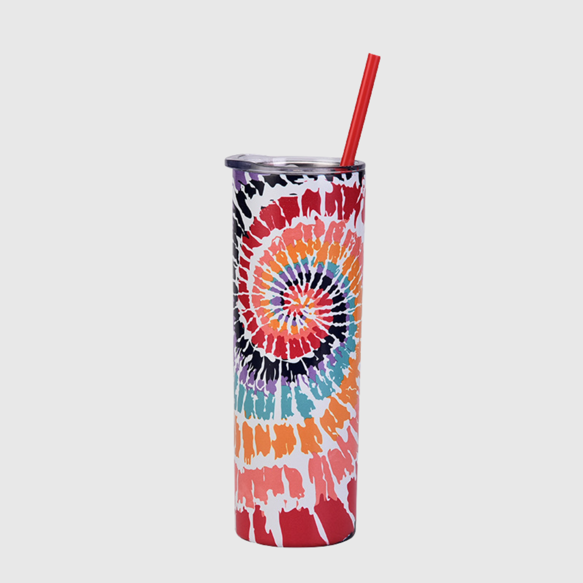 22oz Tie Dye Skinny Insulated Tumbler with Straw and Lid