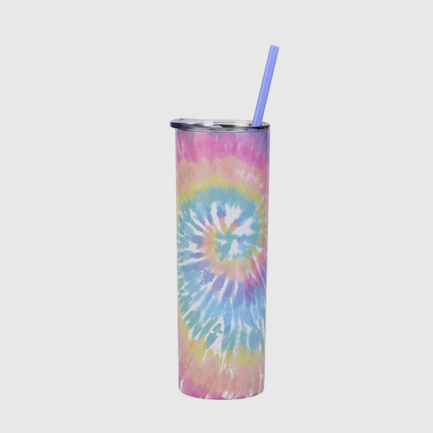 22oz Tie Dye Skinny Insulated Tumbler with Straw and Lid