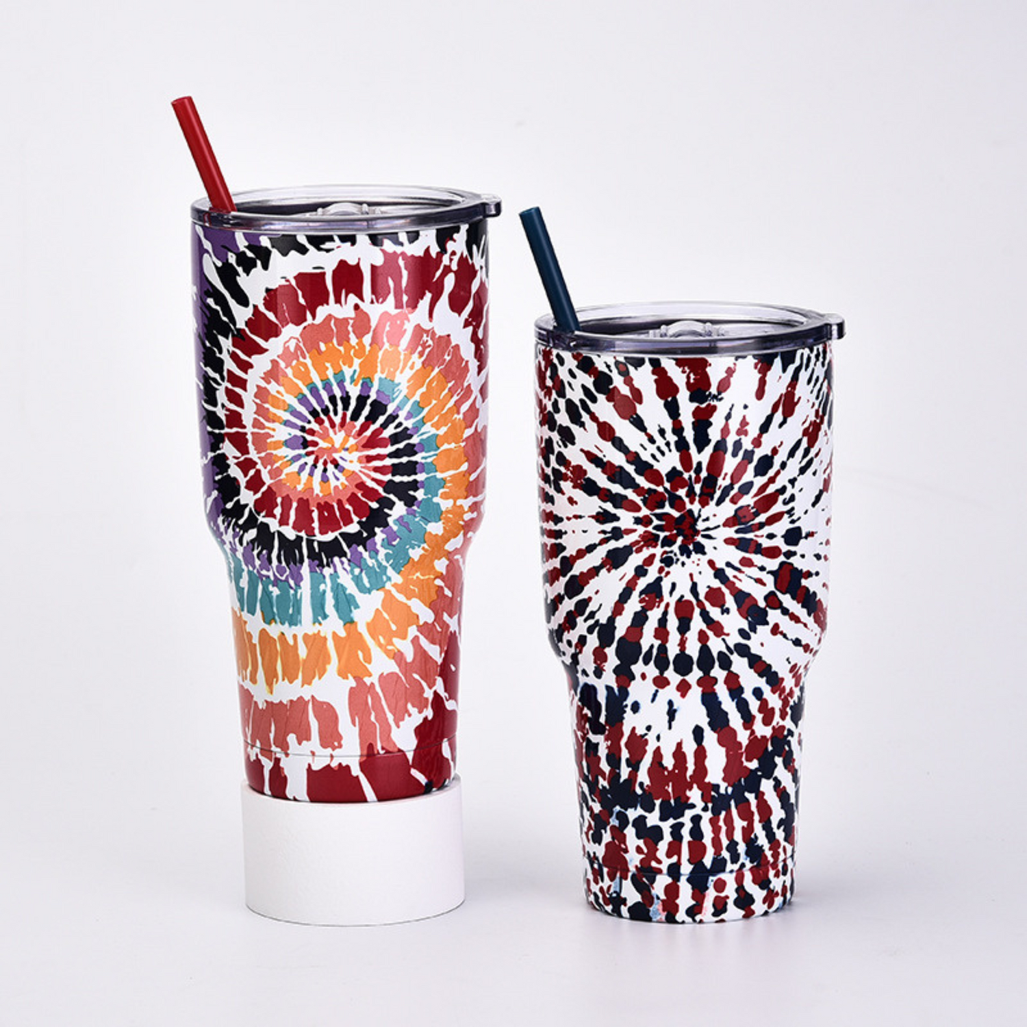 30oz Tie Dye Insulated Stainless Steel Tumbler with Straw and Lid