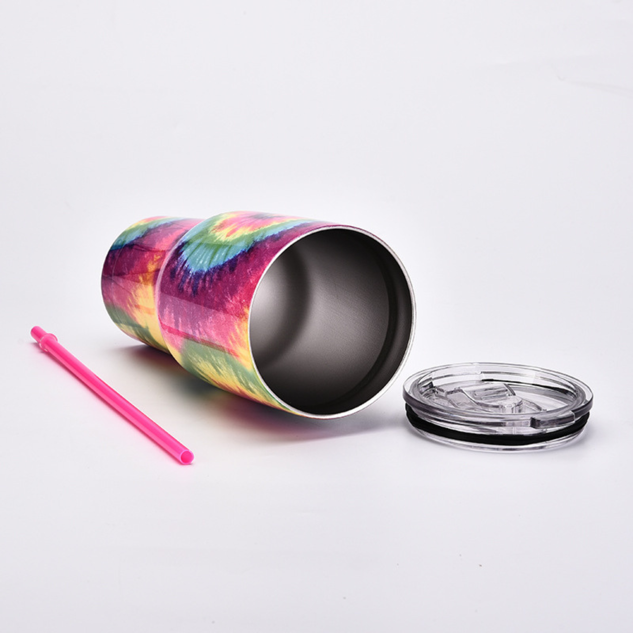 30oz Tie Dye Insulated Stainless Steel Tumbler with Straw and Lid