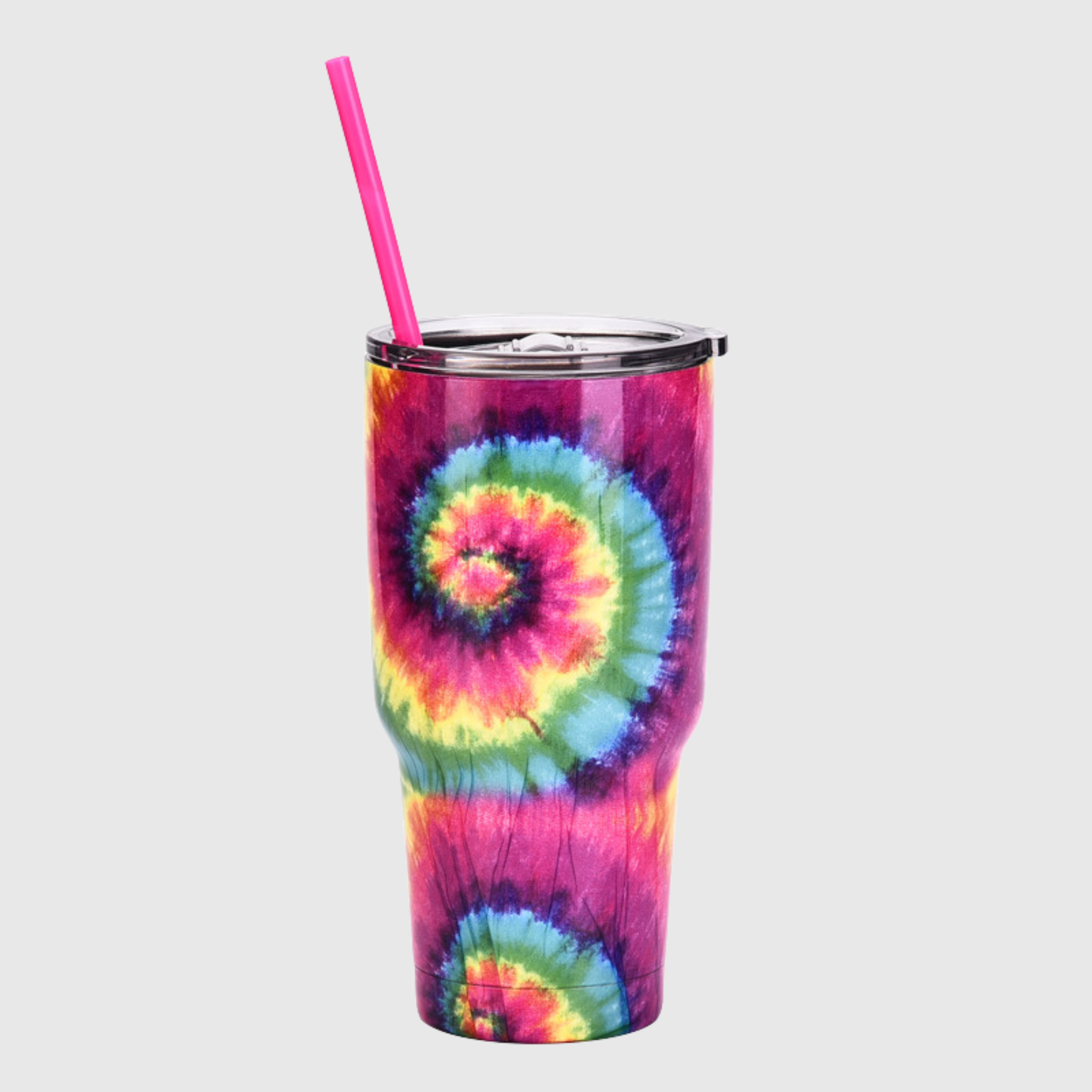 30oz Tie Dye Insulated Stainless Steel Tumbler with Straw and Lid