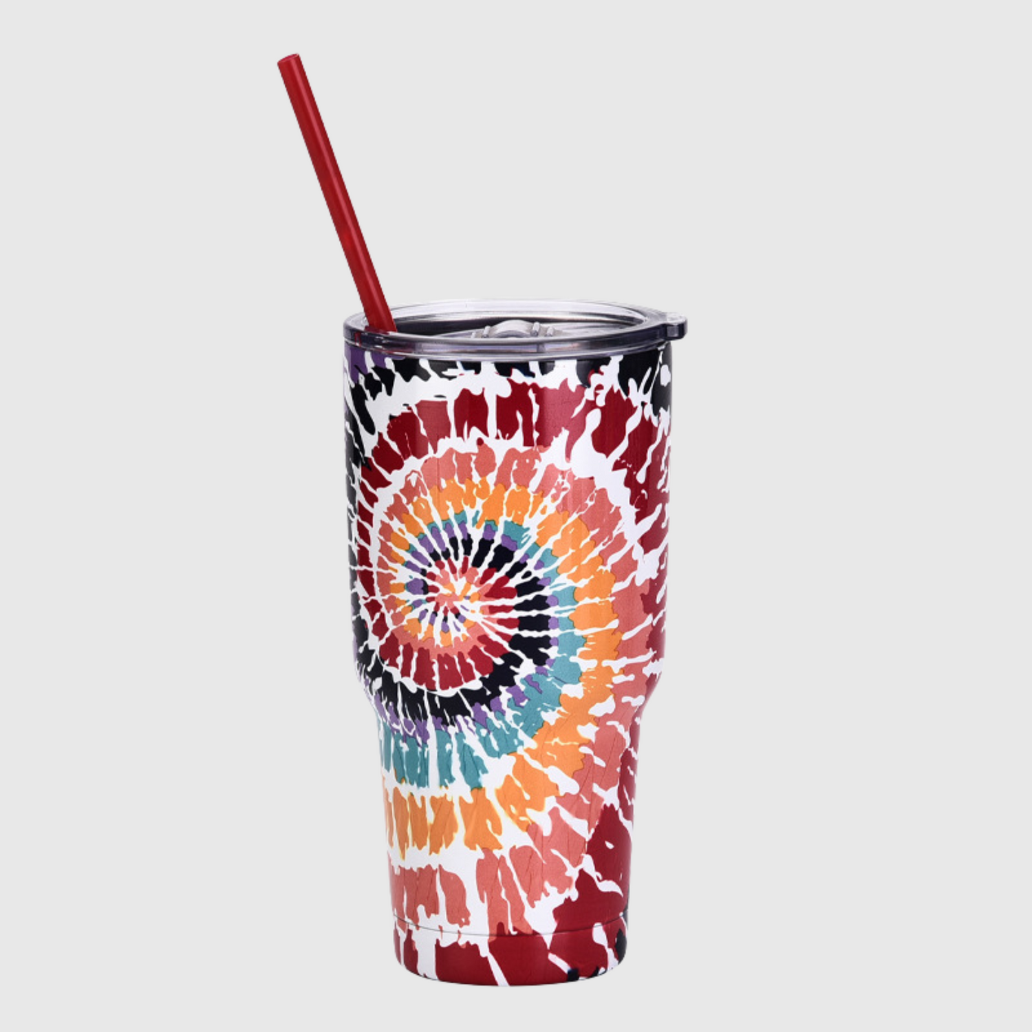 30oz Tie Dye Insulated Stainless Steel Tumbler with Straw and Lid