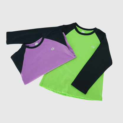 girls and boys color block cotton long sleeve tee
