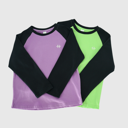 girls and boys cotton color block long sleeve tee