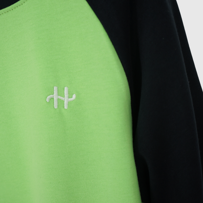 boys and girls cotton color block long sleeve tee green details