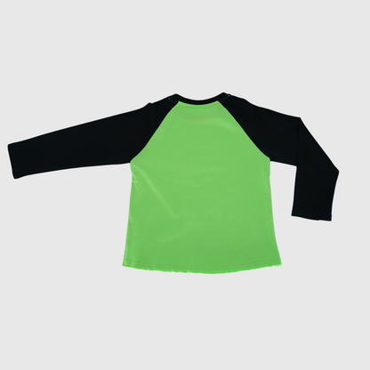 girls and boys color block cotton long sleeve tee flatlay back