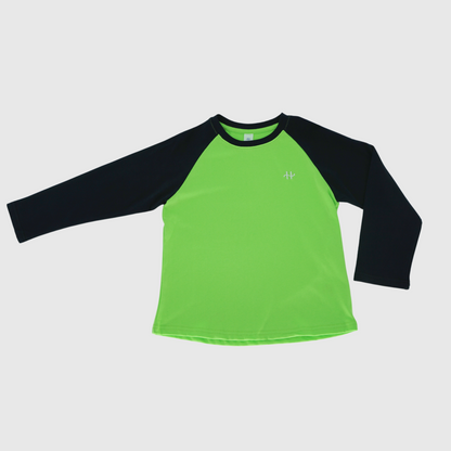 girls and boys color block cotton long sleeve tee flatlay front