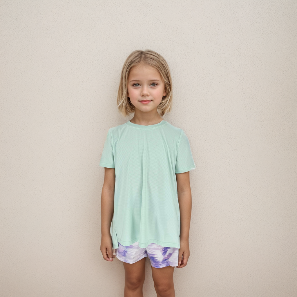 kids girls and boys short sleeve quick dry tee with shorts