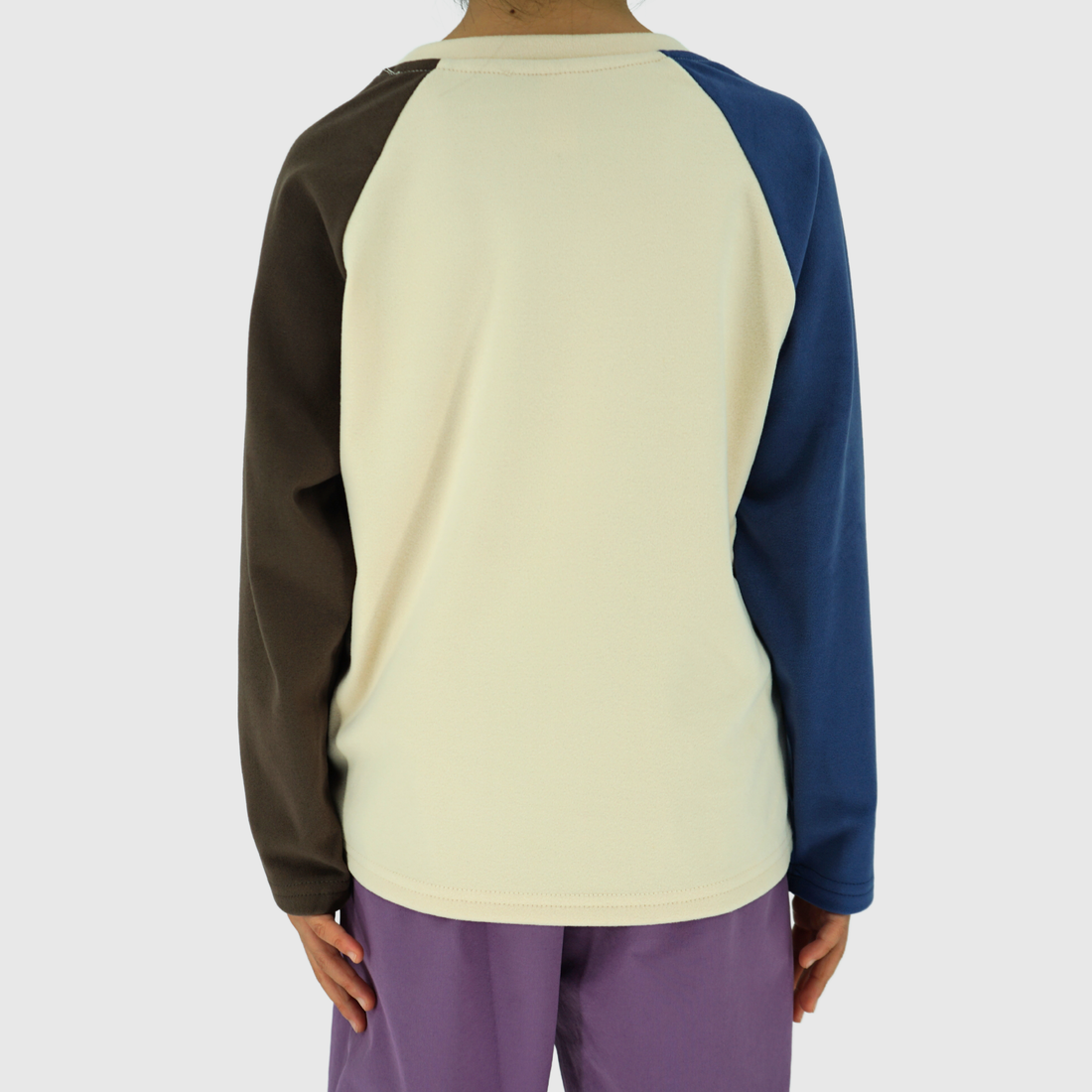 girls and boys color block soft fleece long sleeve tee back