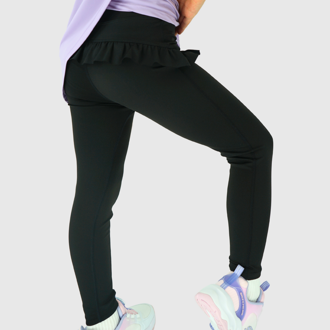 girls leggings with ruffle black back