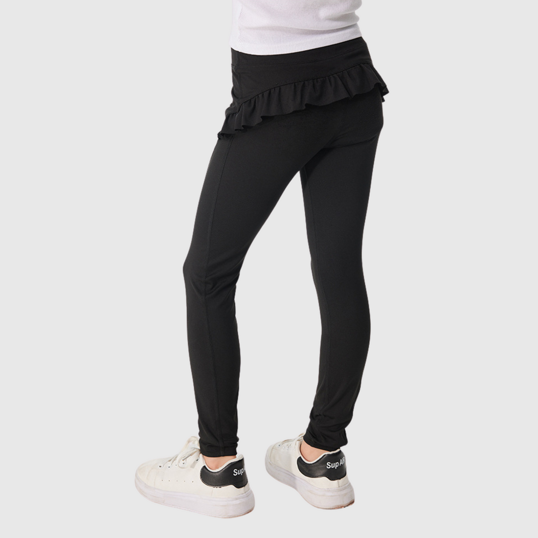 girls leggings with ruffle black back