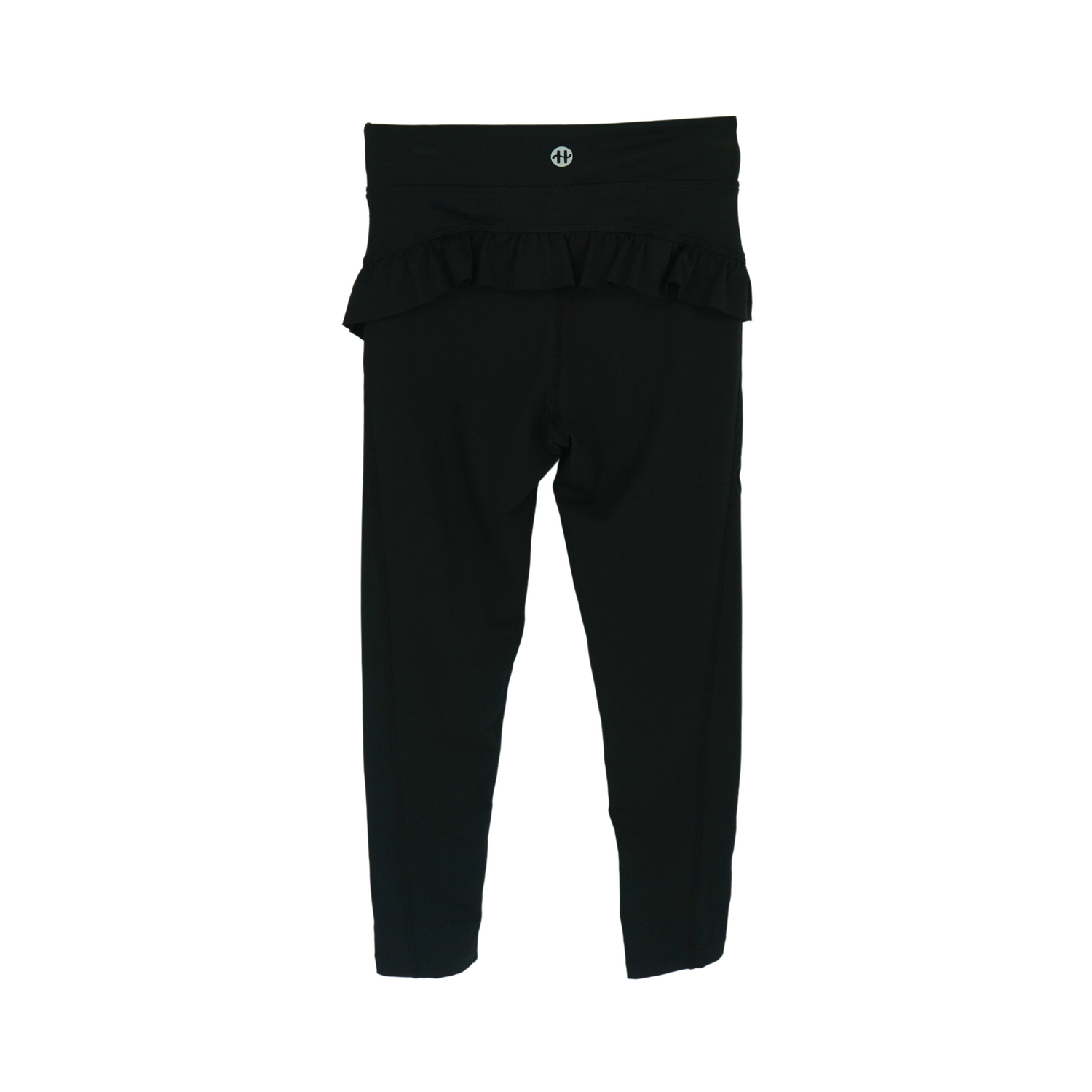 girls leggings with ruffle black flat lay back