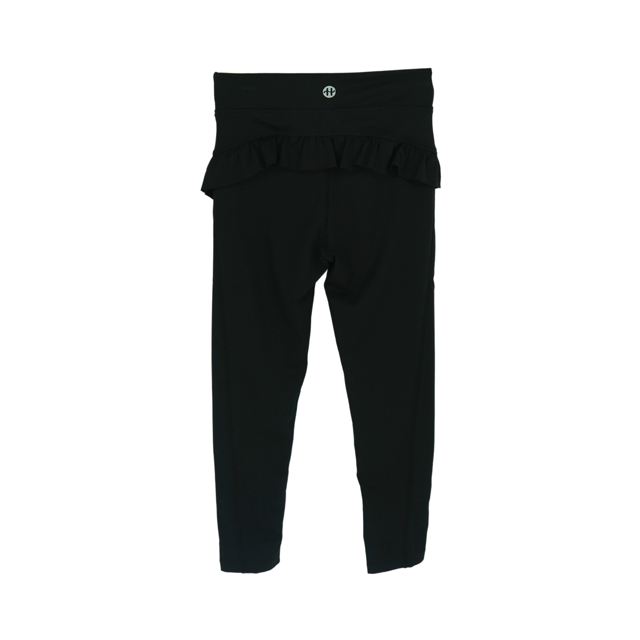 girls leggings with ruffle black flat lay back