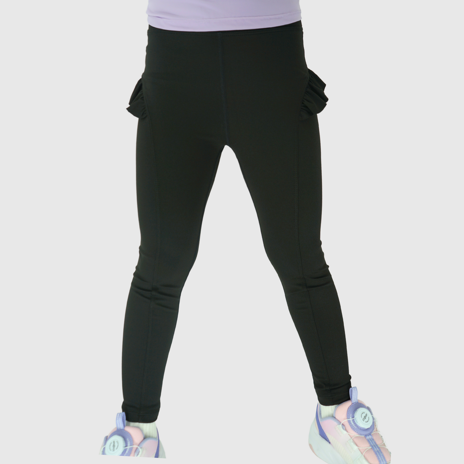 Gili girls leggings with ruffle black front