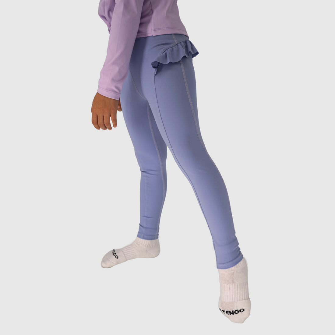 gili girls leggings with ruffle purple front
