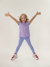girls purple leggings with ruffle with purple short sleeve tee