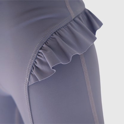 girls leggings with ruffle purple ruffle details