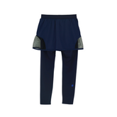 girls blue leggings with side mesh skirt flatlay back