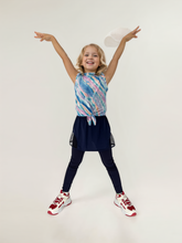 girls blue leggings with skirt with sleeveless top