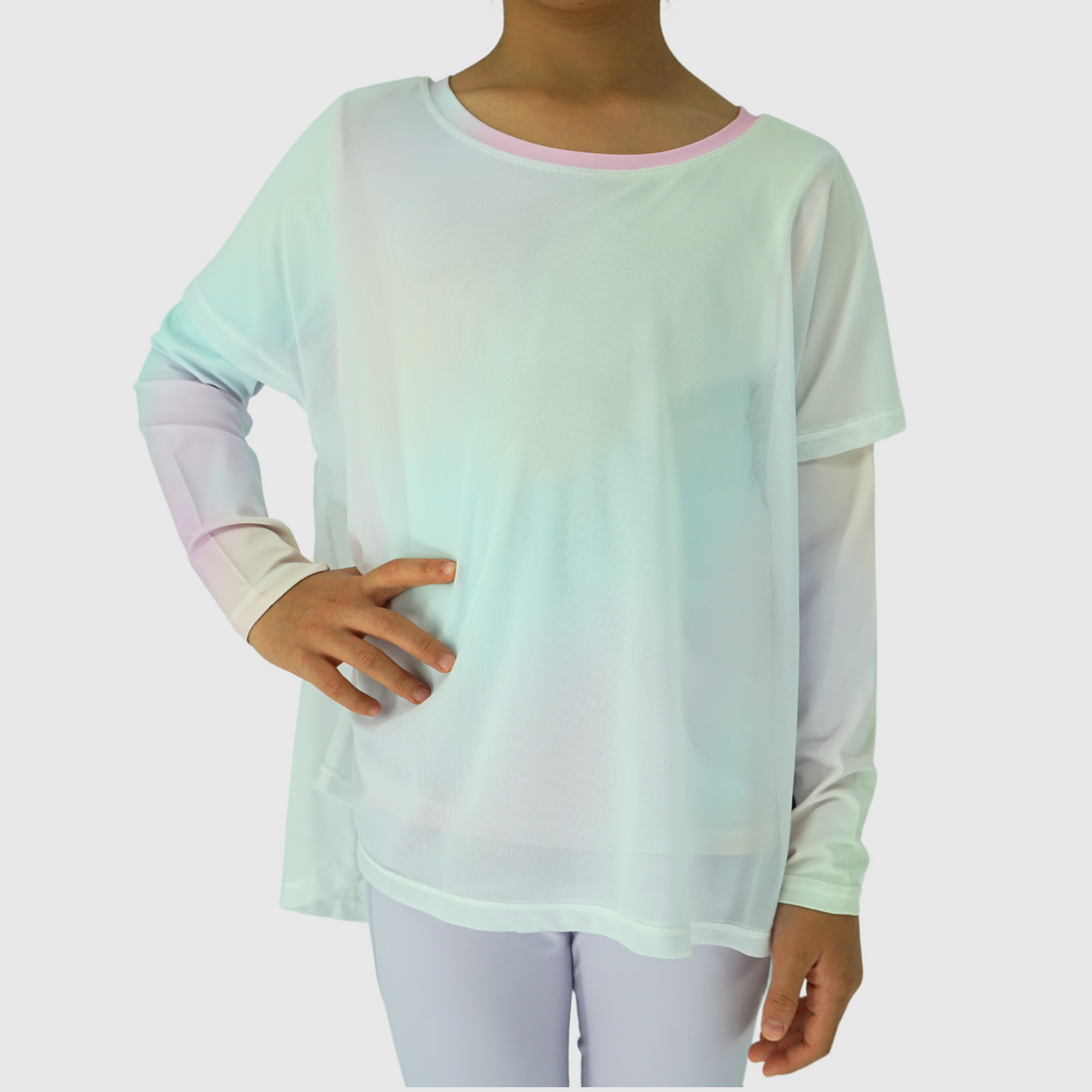 girls layered longs sleeve tee cotton candy front
