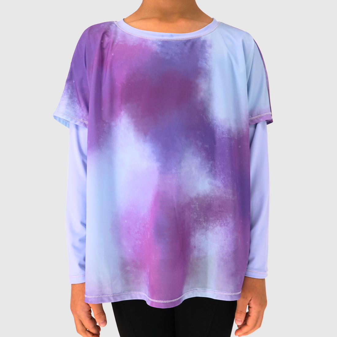 girls layered long sleeve tee violet sky front