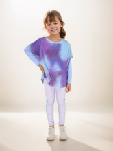 girls layered long sleeve violet sky with purple leggings