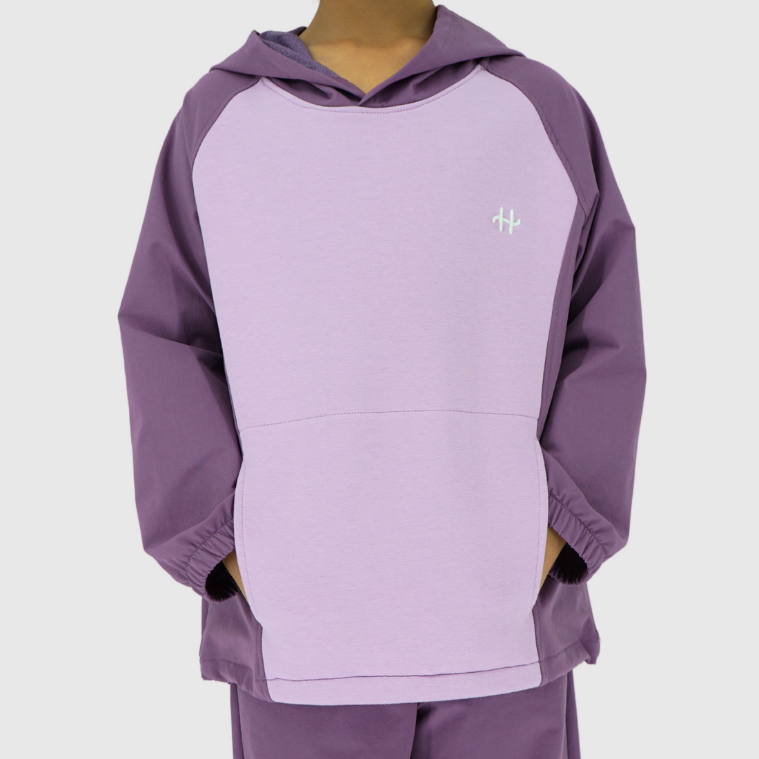 girls and boys color block pullover hoodie front