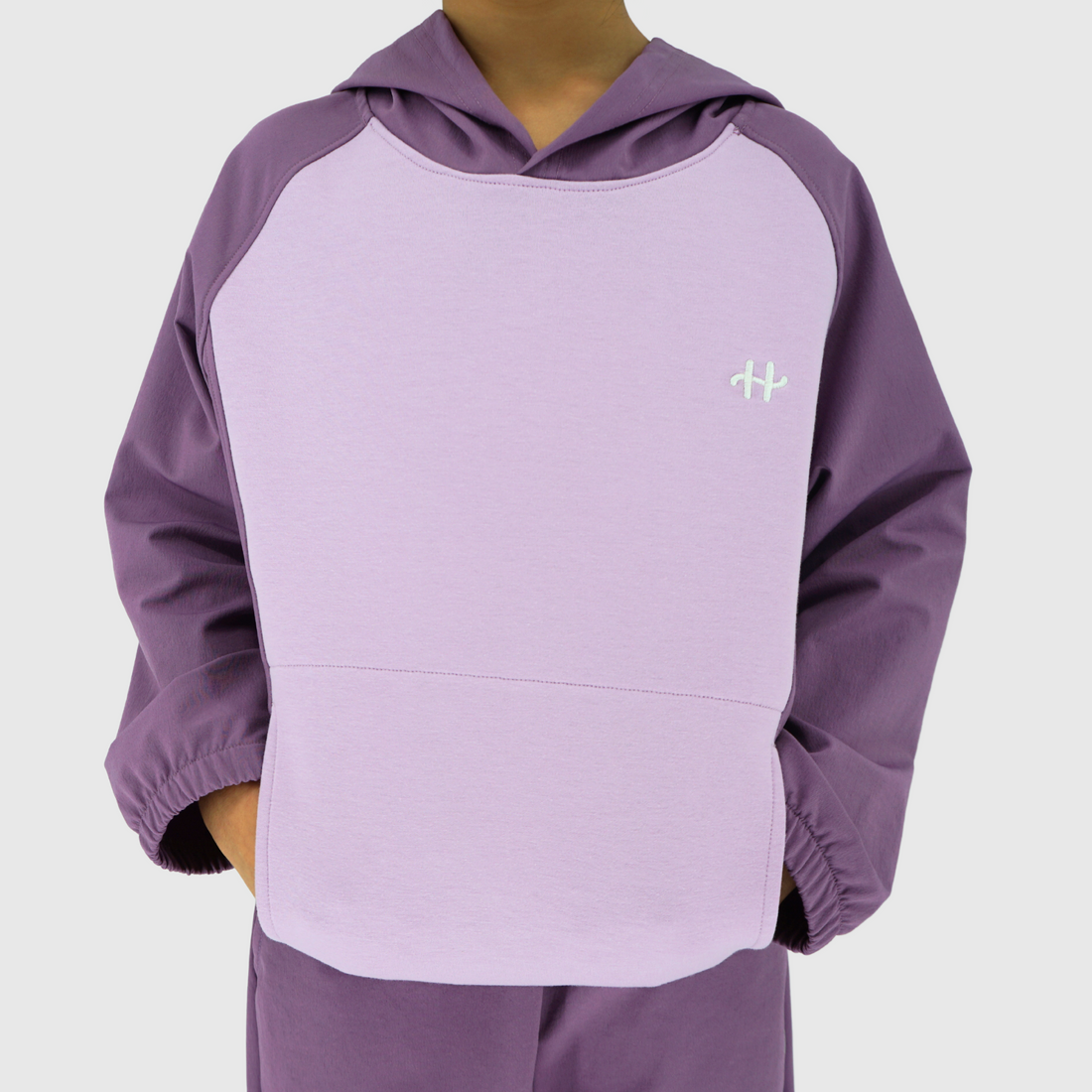 girls and boys color block pullover hoodie front