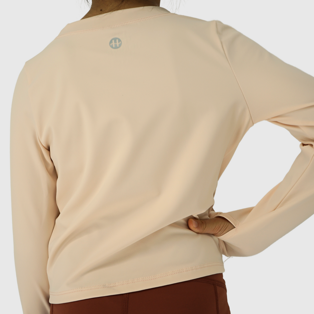 girls front knot long sleeve tee apricot back