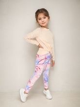 girls front knot long sleeve tee with leggings outfit