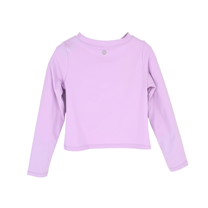 girls front knot long sleeve tee purple flatlay back