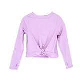 girls front knot long sleeve tee purple flatlay front