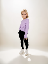 girls front knot long sleeve tee with legging outfit