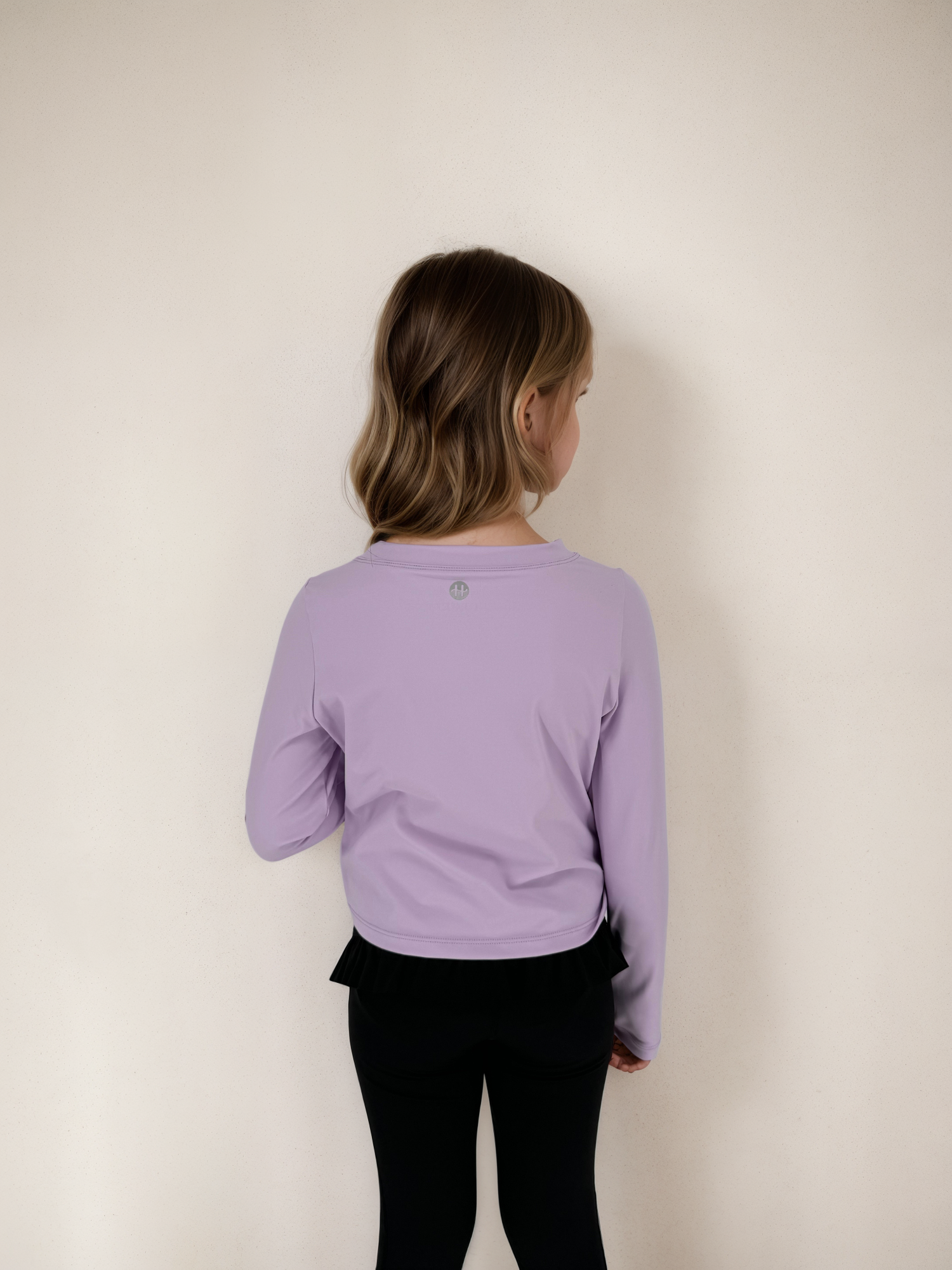 girls front knot long sleeve tee with legging outfit back