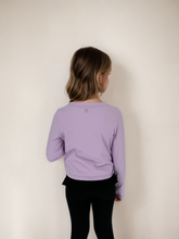 girls front knot long sleeve tee with legging outfit back